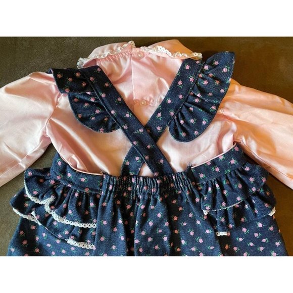 12M NWT Vintage Tiny Tots Original Denim Rose Print 2-Piece Dress & Long Sleeved - Picture 5 of 7
